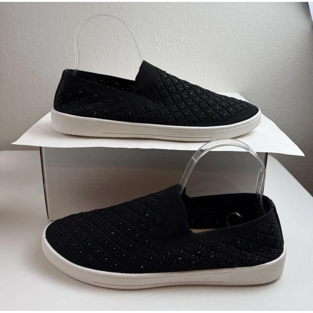 White Mountain Upbringing Womens Black Bling Slip On Sneaker 11 Comfort Shoe Y2K